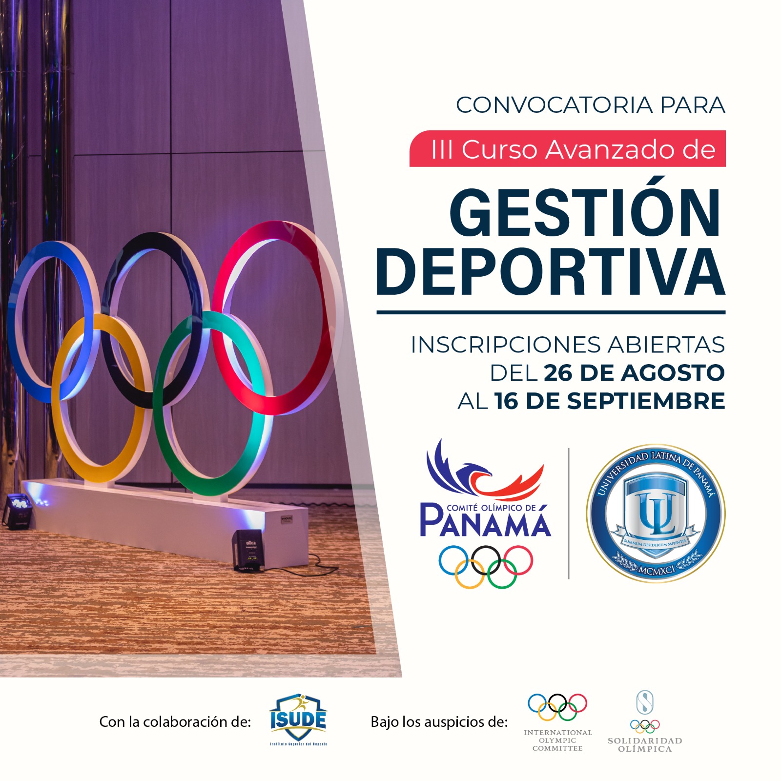 Abiertas las pre-inscripciones para el III Curso Avanzado de Gestión Deportiva Panamá 2023